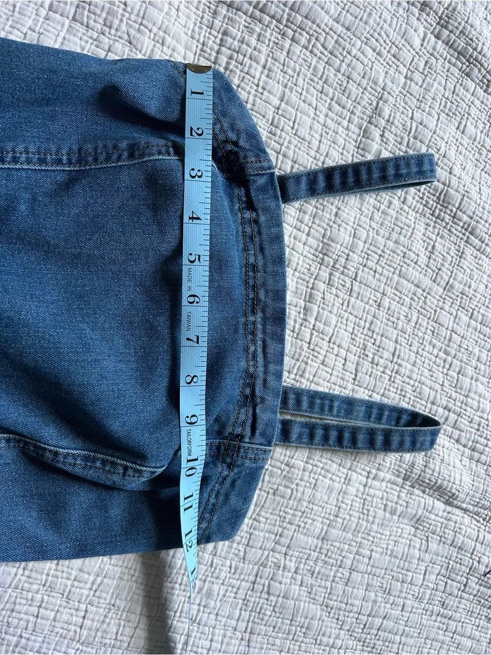 Sincerly Jules Blue Denim Fitted Flare Bottom Jean Overalls Front Seam Size XS - Picture 10 of 12